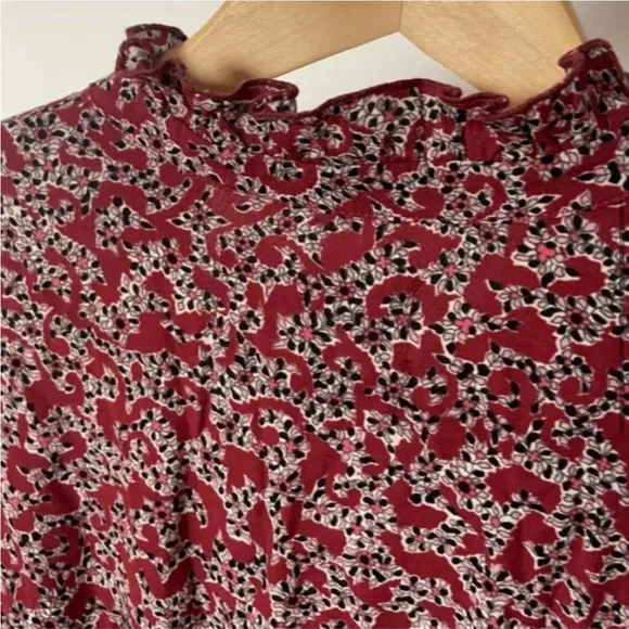 BA&SH Chelsea Wrap-effect Red Floral Print Crepe Dress 6 Like New - Picture 13 of 16